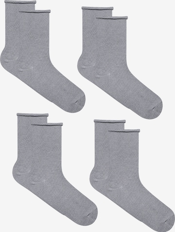 Albero Natur Socks 'Bio-Baumwoll-Socken mit Rollrand Unisex – 4er Pack' in Grey: front