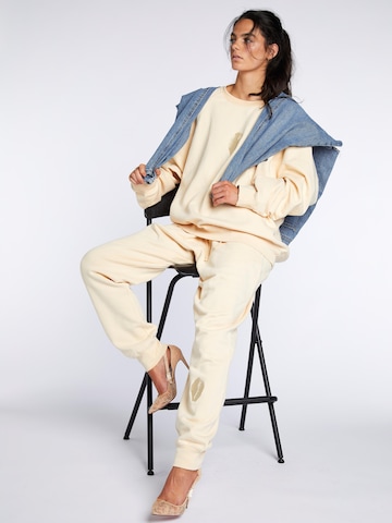 BARRYAN Loose fit Pants 'Embroidered shell sweatpants' in Beige