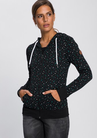 KangaROOS Zip-Up Hoodie in Black: front