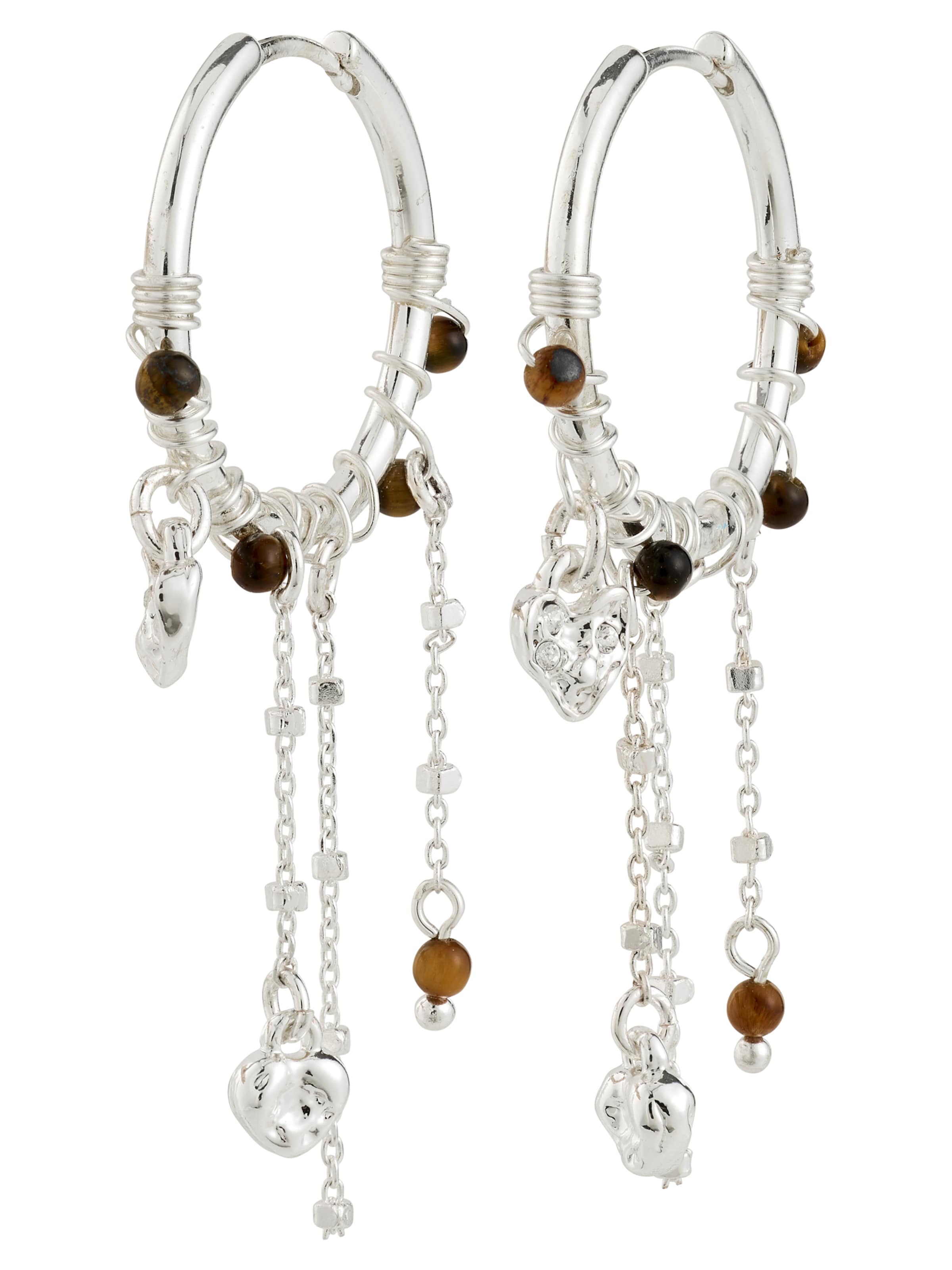 Pilgrim Oorbellen 'Mylan' in de kleur Donkerbruin / Zilver / Transparant, Productweergave