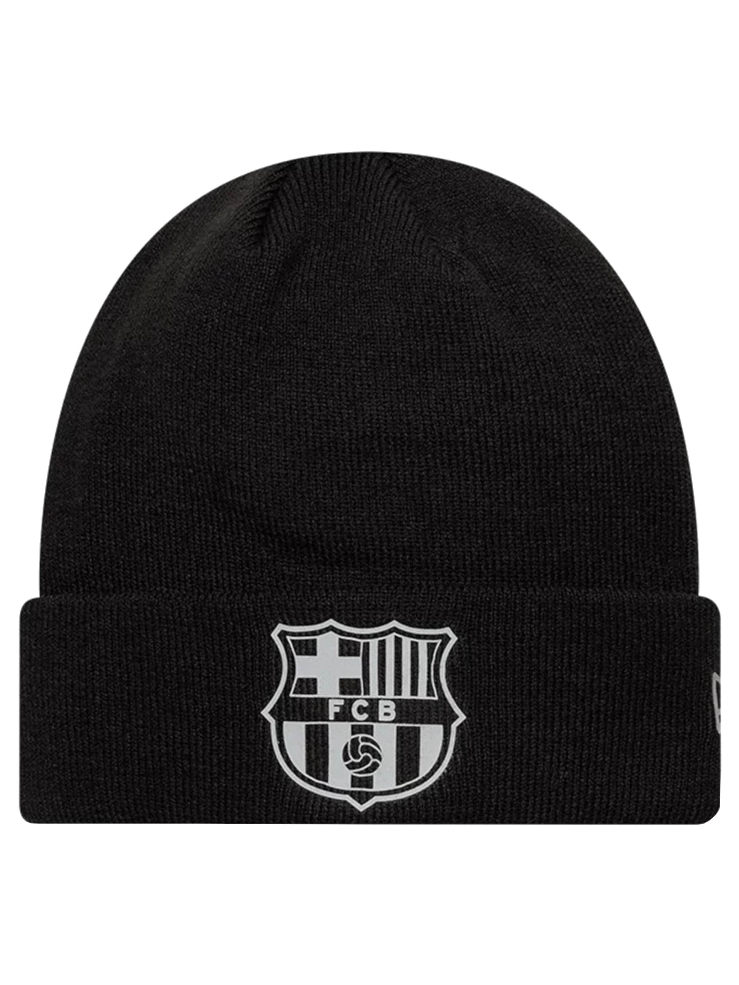 NEW ERA Muts 'New Era Core Cuff Beanie FC Barcelona Reflective Hat' in Zwart: voorkant