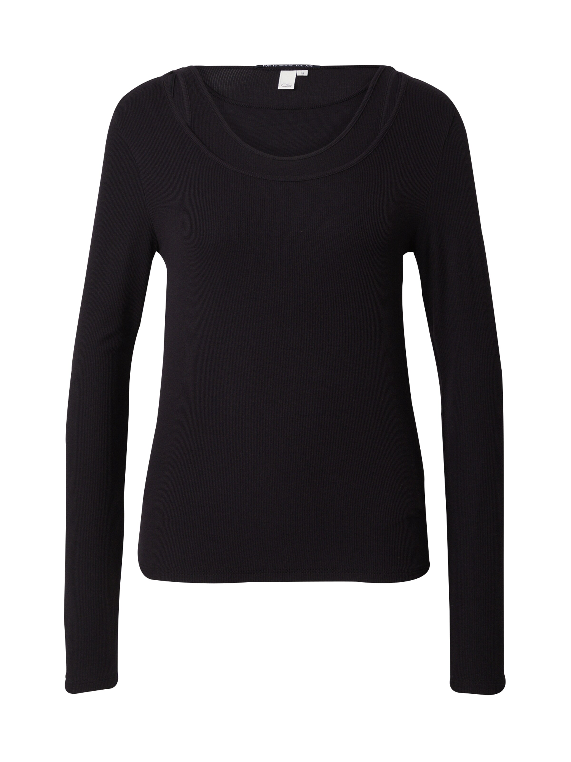 T-shirt QS en noir : devant