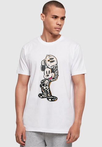 ABSOLUTE CULT Shirt 'Mickey Mouse - Skeleton' in White: front