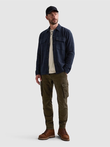 PME Legend Regular fit Button Up Shirt 'Overshirt in two-tone cotton slub' in Blue