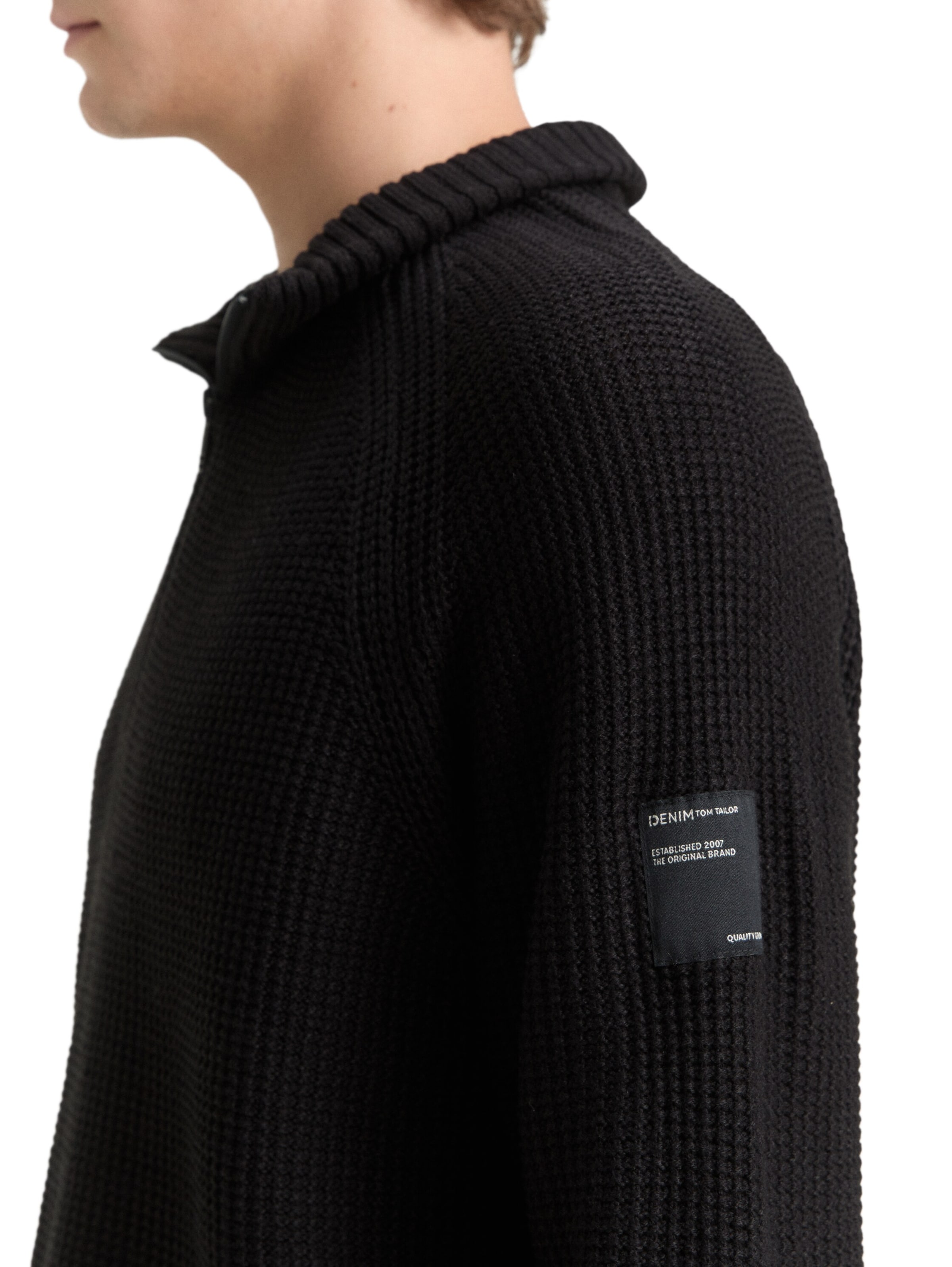 TOM TAILOR DENIM Pullover in Schwarz