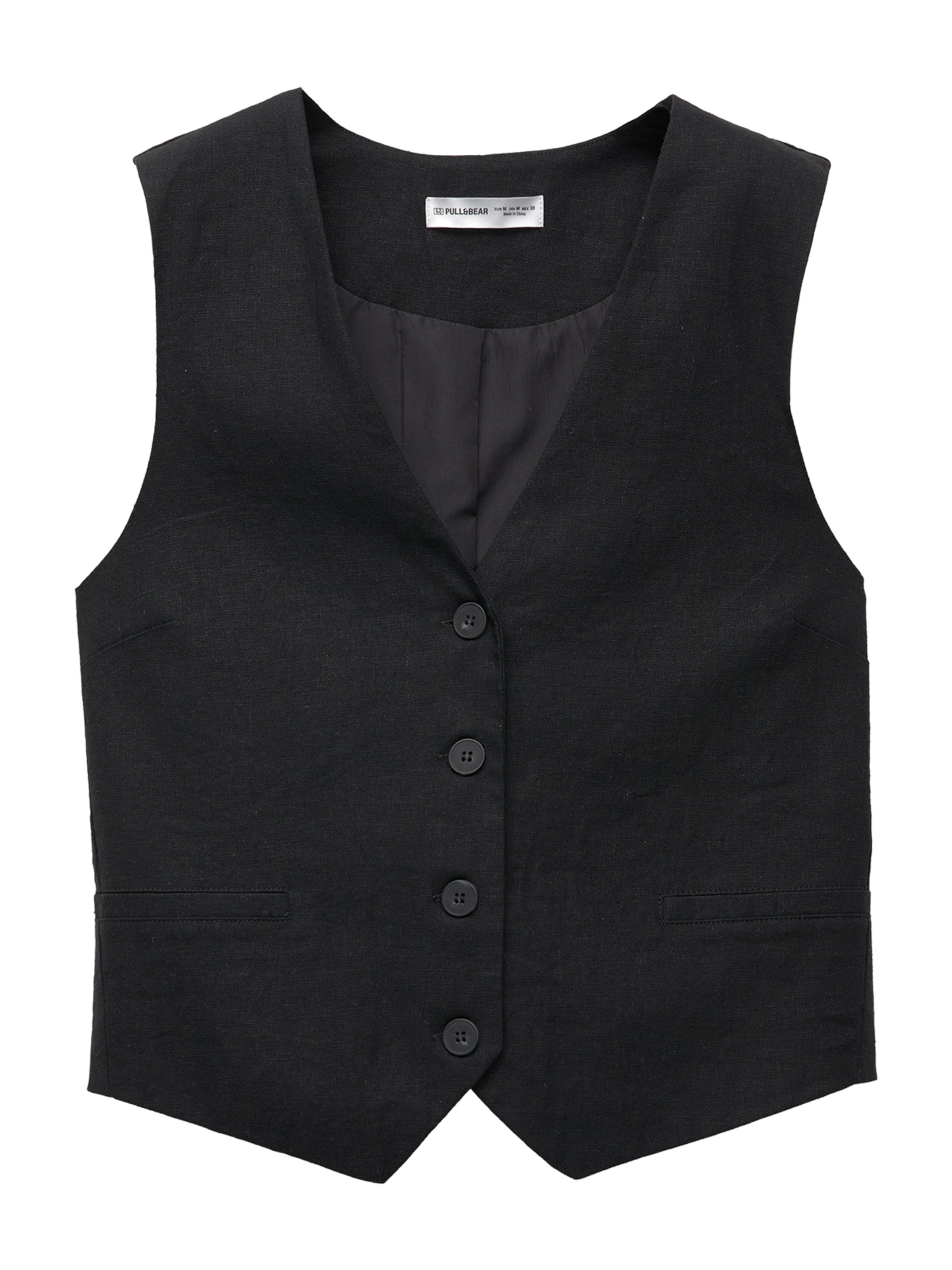 Pull&Bear Suit vest in Black: front