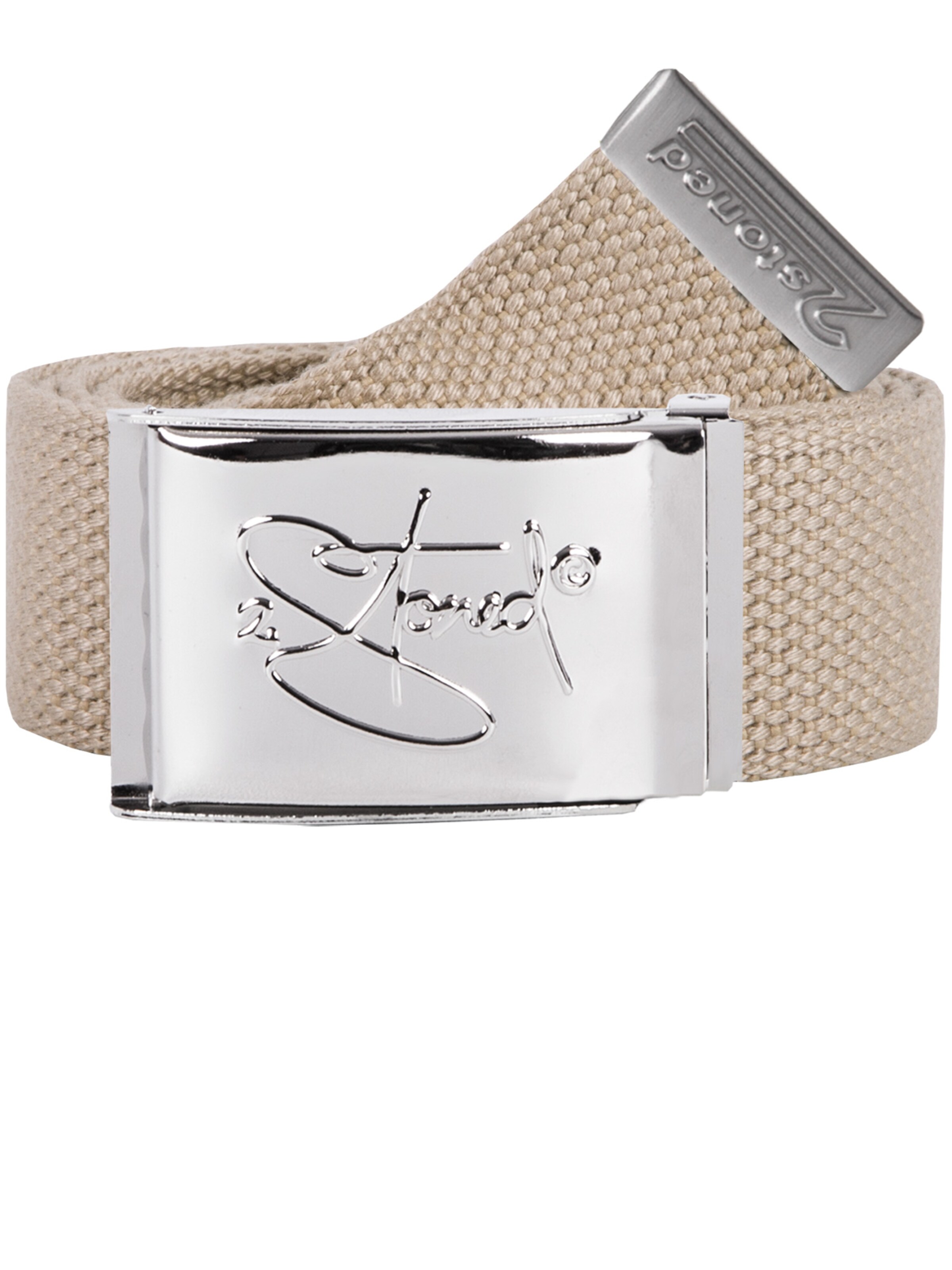 2Stoned Belt 'Classic Chrom Bottle-Opener' in Beige: front