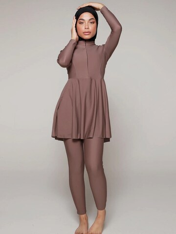 SIYA Swimwear Swimsuit 'East – Burkini/Modest' in Brown: front