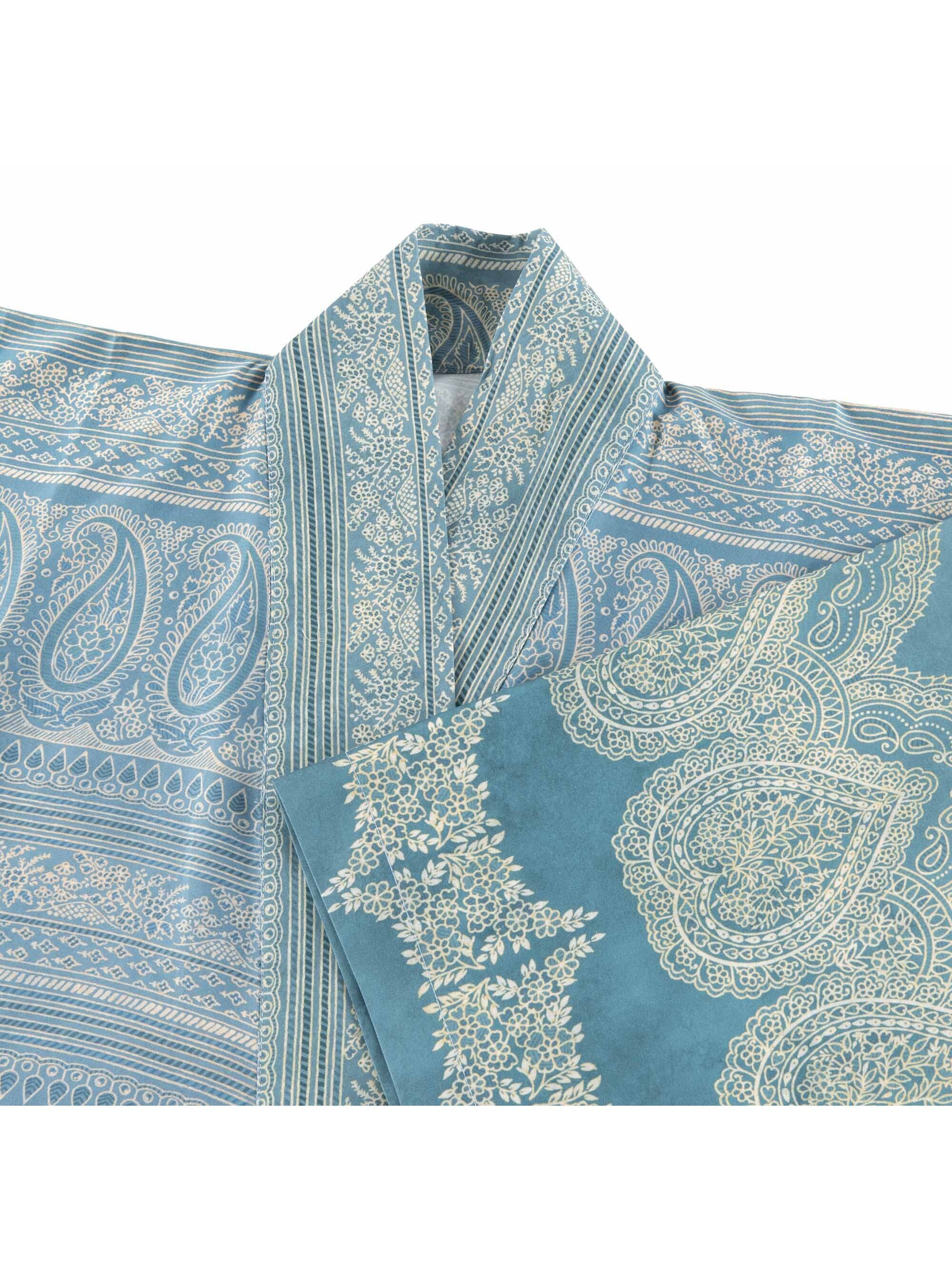 BASSETTI Kimono 'BRUNELLESCHI' aus Baumwollsatin in Blau