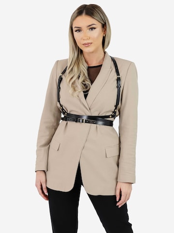 Haute Cuir Gürtel 'Slim Double Belt Harness'‌‌‌‌‌‌‌‌ in Schwarz: Vorderseite