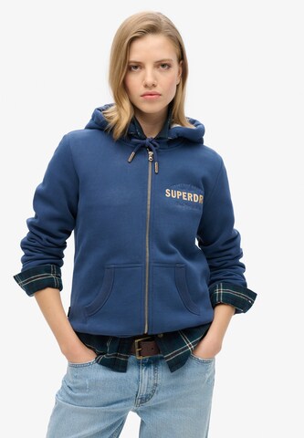 Superdry Sweatvest 'Luxe' in Blauw: voorkant