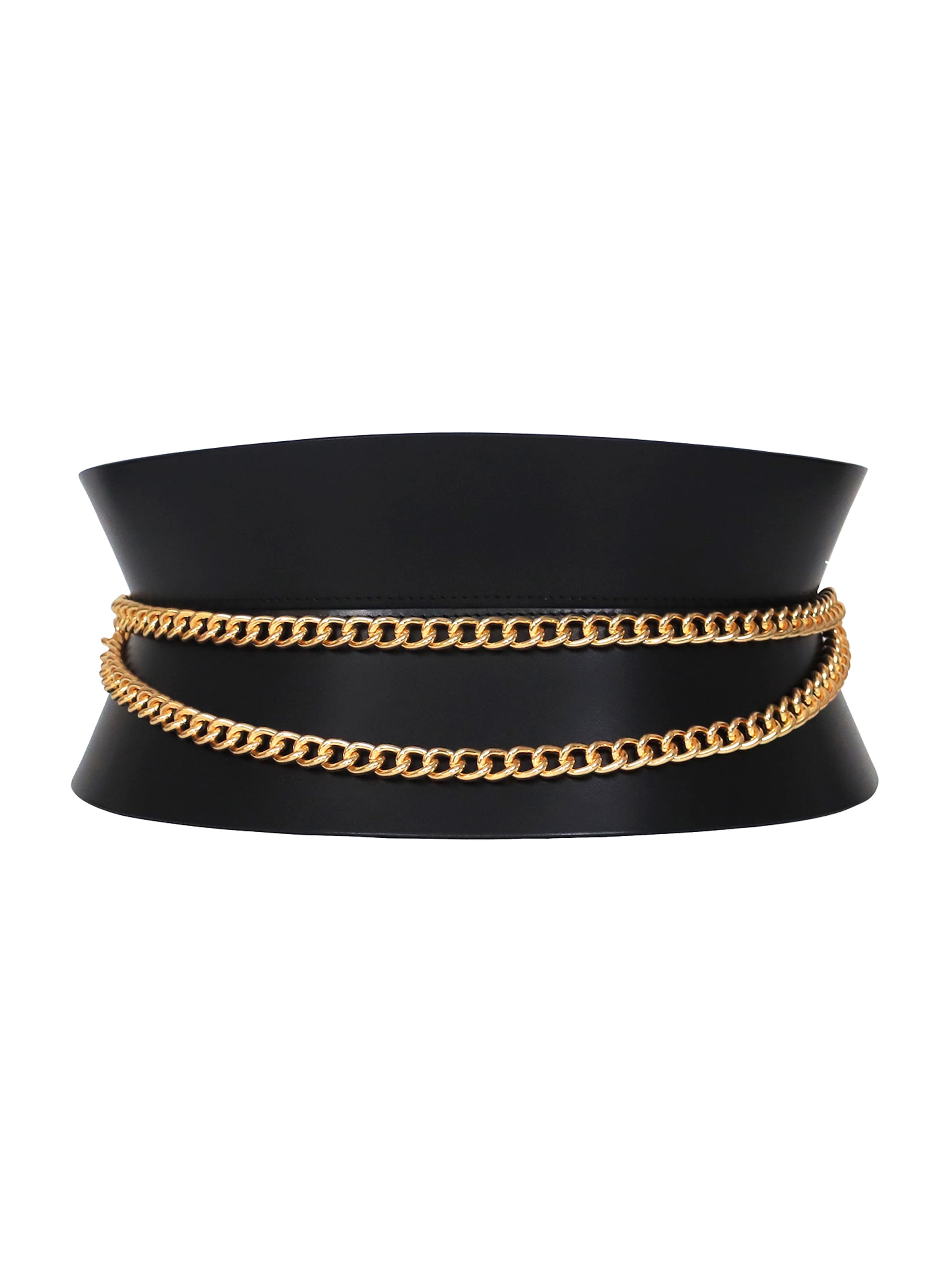 Haute Cuir - Cinturón 'Chained Corset Belt' en negro: frente