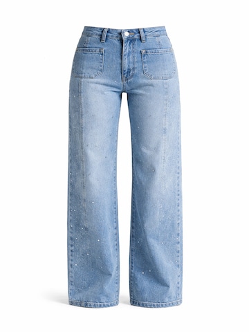 Regular Jean 'RHINESTONE STRAIGHT HIGH RISE JEANS' IT'S BASIC en bleu : devant