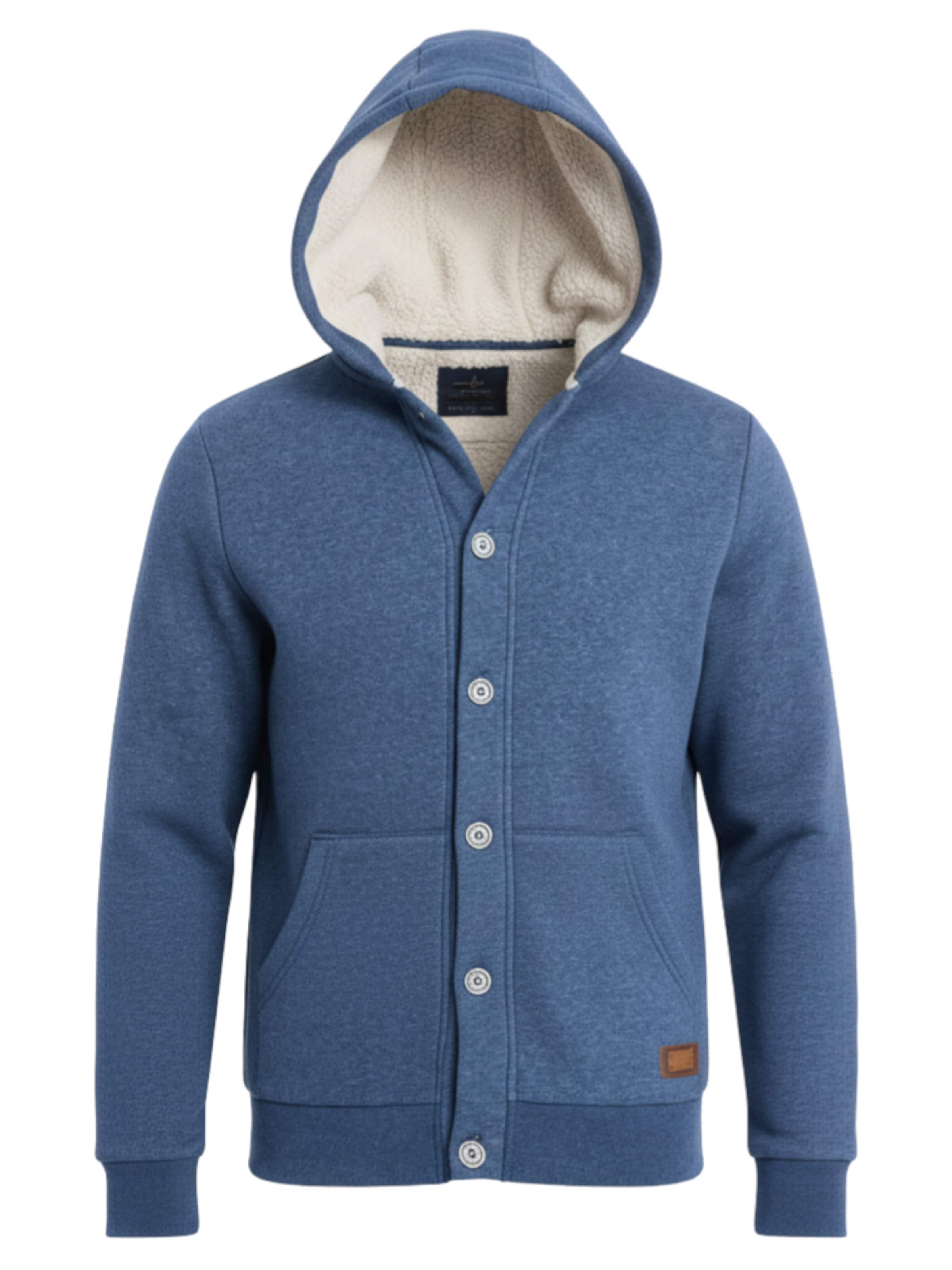 Ombre Sweatjacke 'OM-SSZP-0186' in Blau: Vorderseite