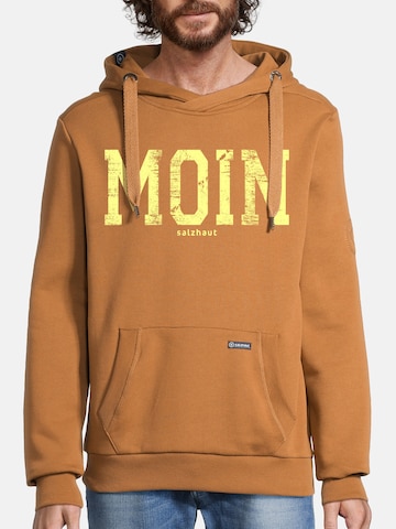 Sweat-shirt 'Heff - Moin' salzhaut en marron
