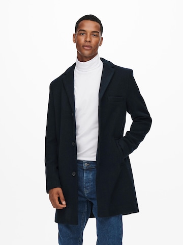 Manteau mi-saison 'Jaylon' Only & Sons en bleu : devant