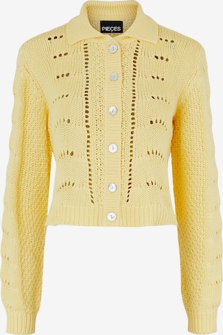 PIECES Knit Cardigan 'Haiden' in Yellow: front
