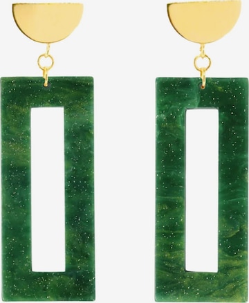 Fräulein Wunder Earrings 'Acetat Akane' in Green: front