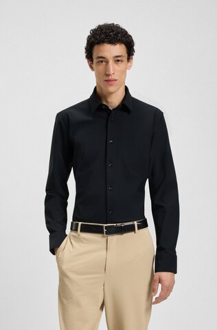 BOSS Slim fit Button Up Shirt 'Hank' in Black: front