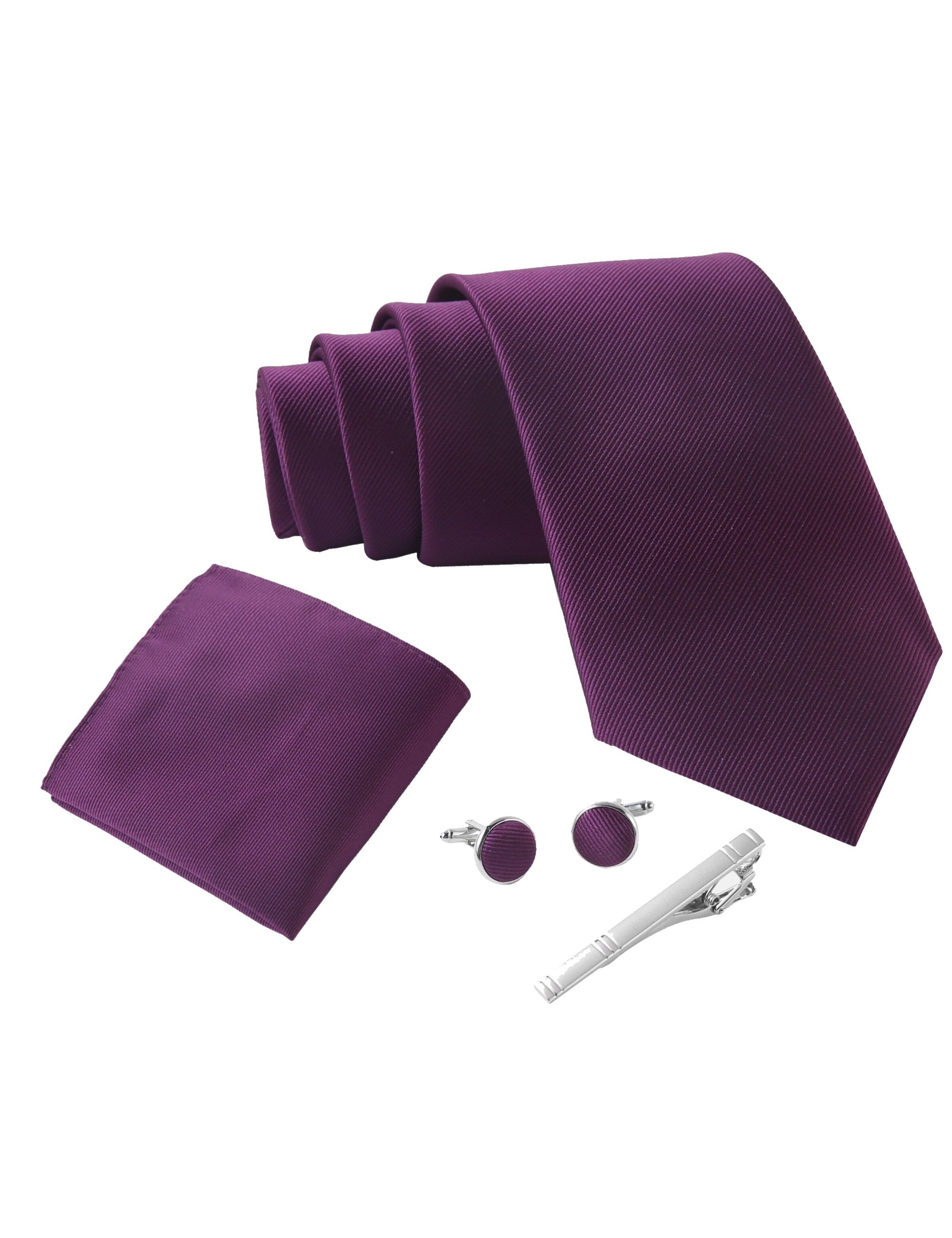 Massi Morino 5-in-1 Krawatten-Set, Länge Krawatte 147 cm in Lila