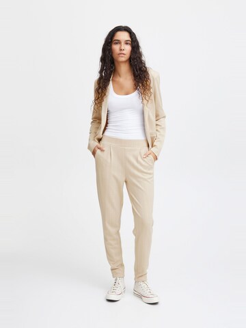 Effilé Pantalon à pince 'Ruti' ICHI en beige