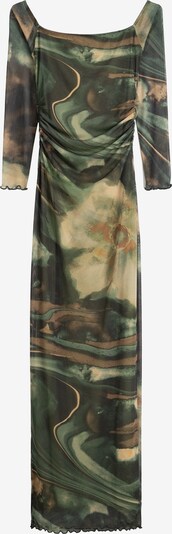 Bershka Kleid in creme / camel / dunkelgrün / schwarz, Produktansicht