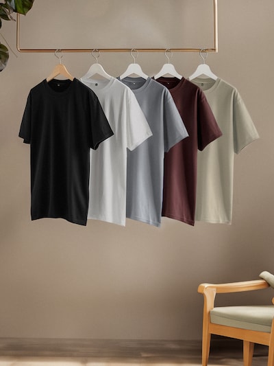 Trendyol T-Shirt en beige / gris clair / lie de vin / noir / blanc, Vue avec produit