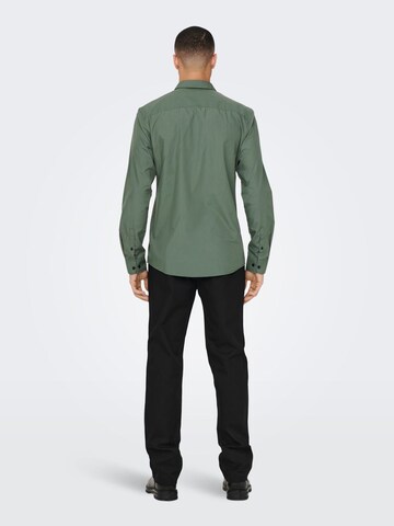 Only & Sons Slim fit Button Up Shirt in Green