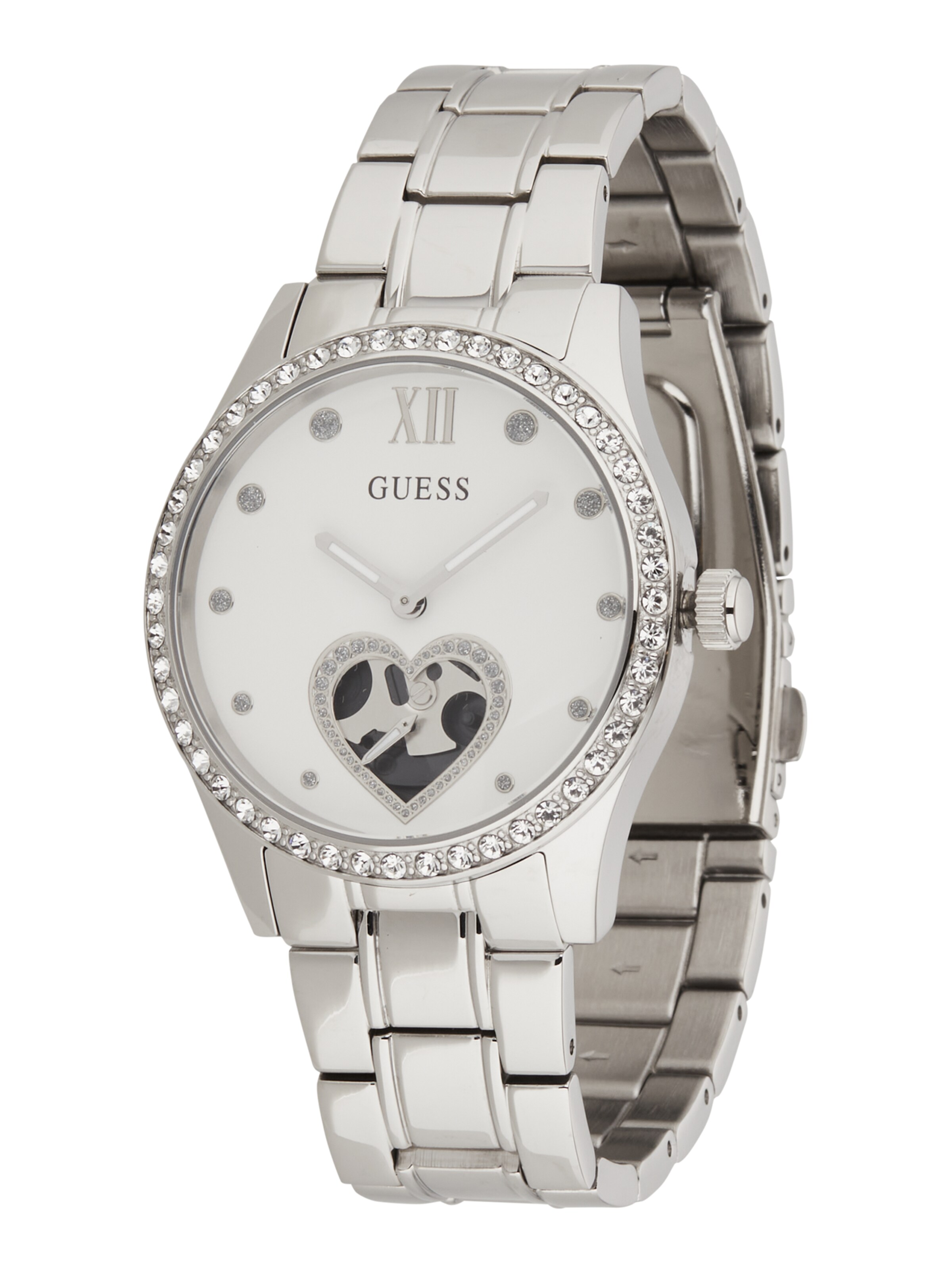 GUESS Analoog horloge in de kleur Zwart / Zilver / Wit, Productweergave