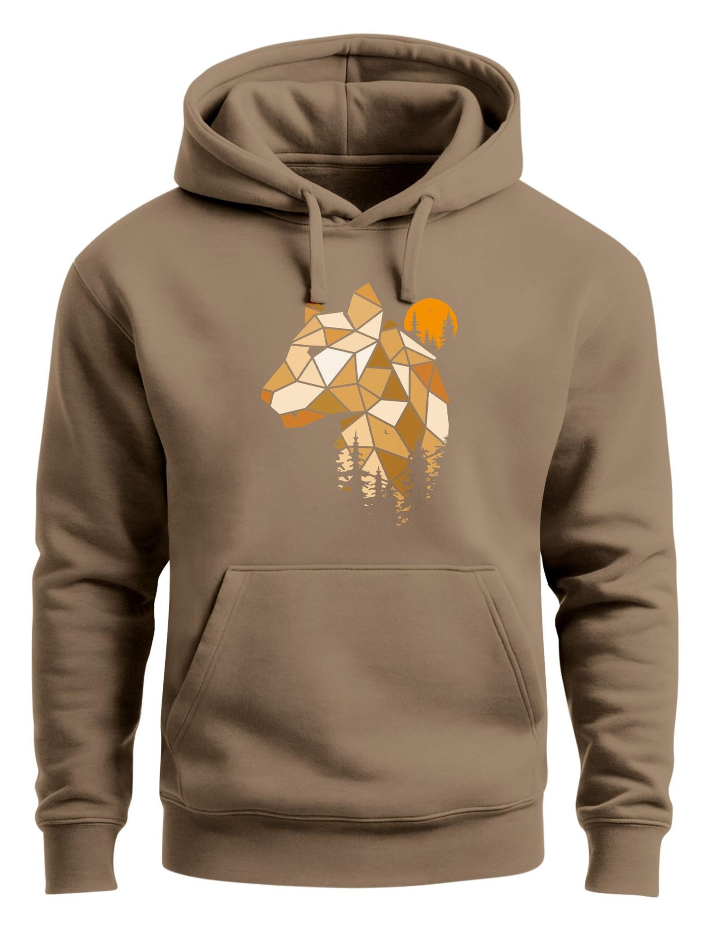 Neverless Sweatshirt 'Luchs Polygon' in Brown: front