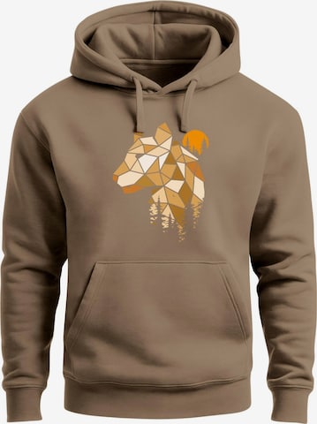 Neverless Sweatshirt 'Luchs Polygon' in Brown: front