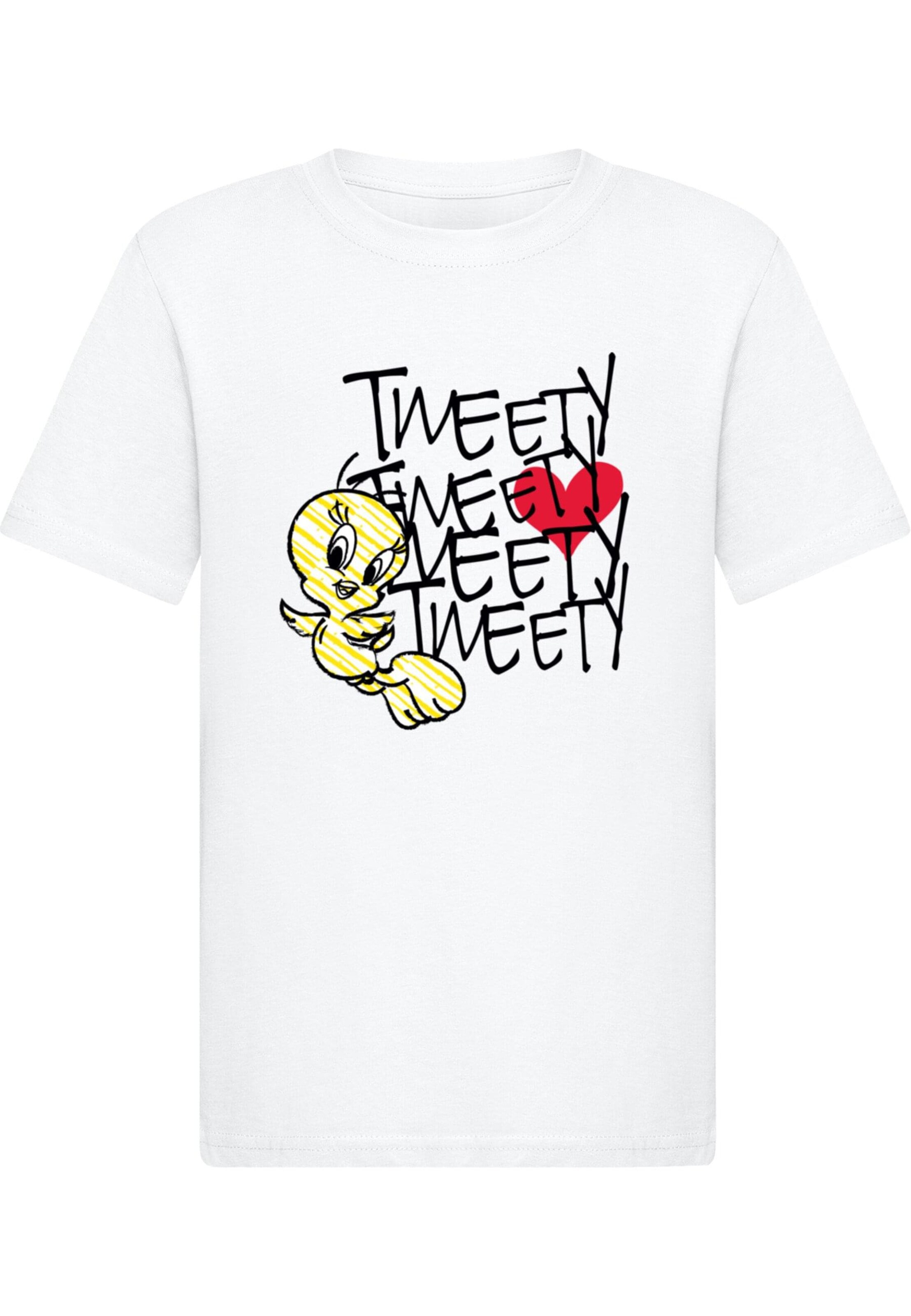 ABSOLUTE CULT T-Shirt 'Looney Tunes - Tweety Love Heart 2.0' in Weiß: Vorderseite