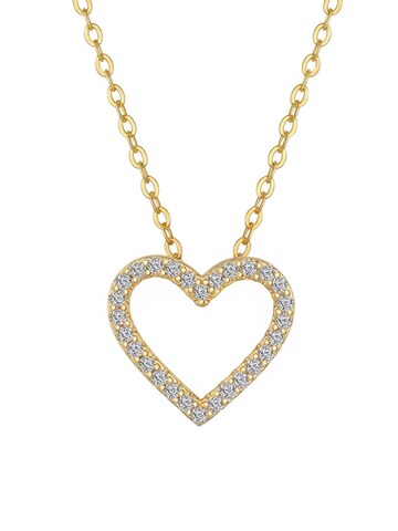 Staufergold Necklace 'Moissanit-Halskette „Open Heart“ – Offenes Herz mit Pavé (0,3 ct)' in Gold: front