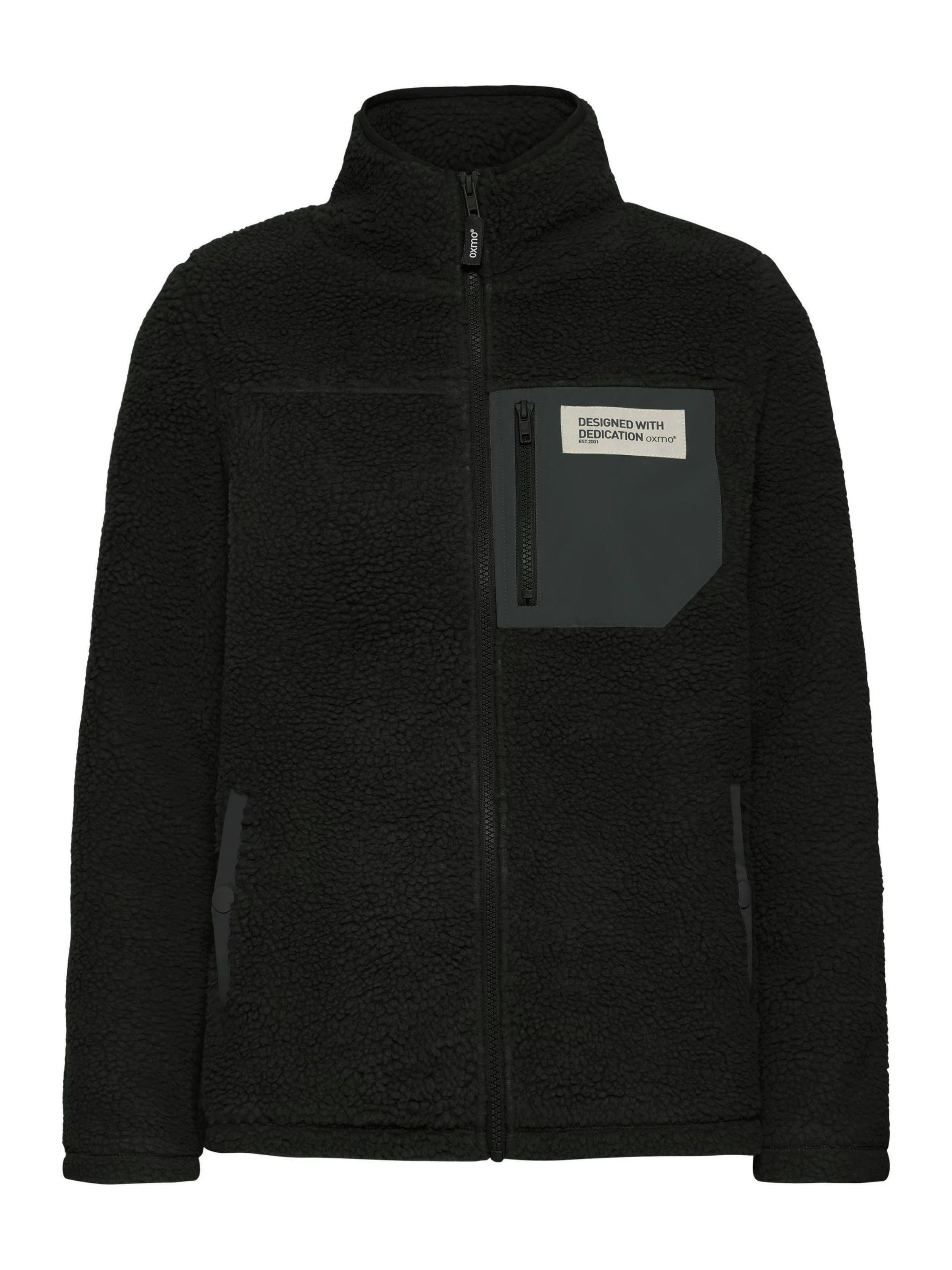 Oxmo Plüschjacke 'Abby' in Schwarz: Vorderseite