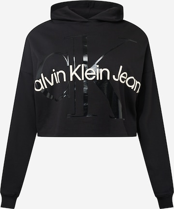 Bluză de molton de la Calvin Klein Jeans Curve pe negru: față