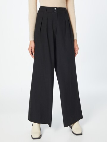 FIVEUNITS Wide leg Pleat-front trousers 'Karen' in Black: front