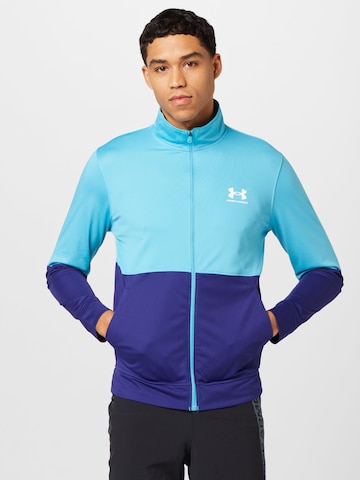 UNDER ARMOUR Sports sweat jacket in Blue: front
