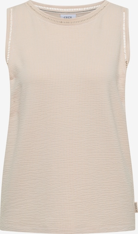 CECIL Top mit U-Boot-Ausschnitt und Spitzendetails in Beige: Vorderseite