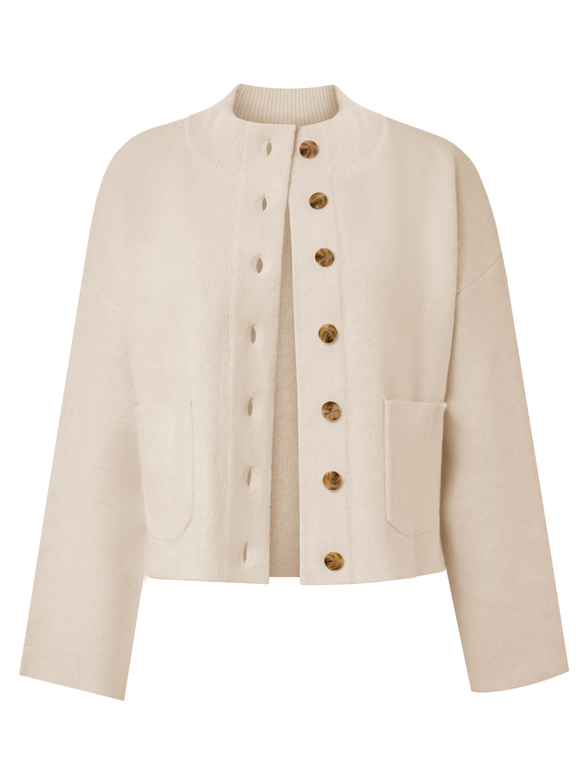 Geacă tricotată de la Imily Bela pe bej: față