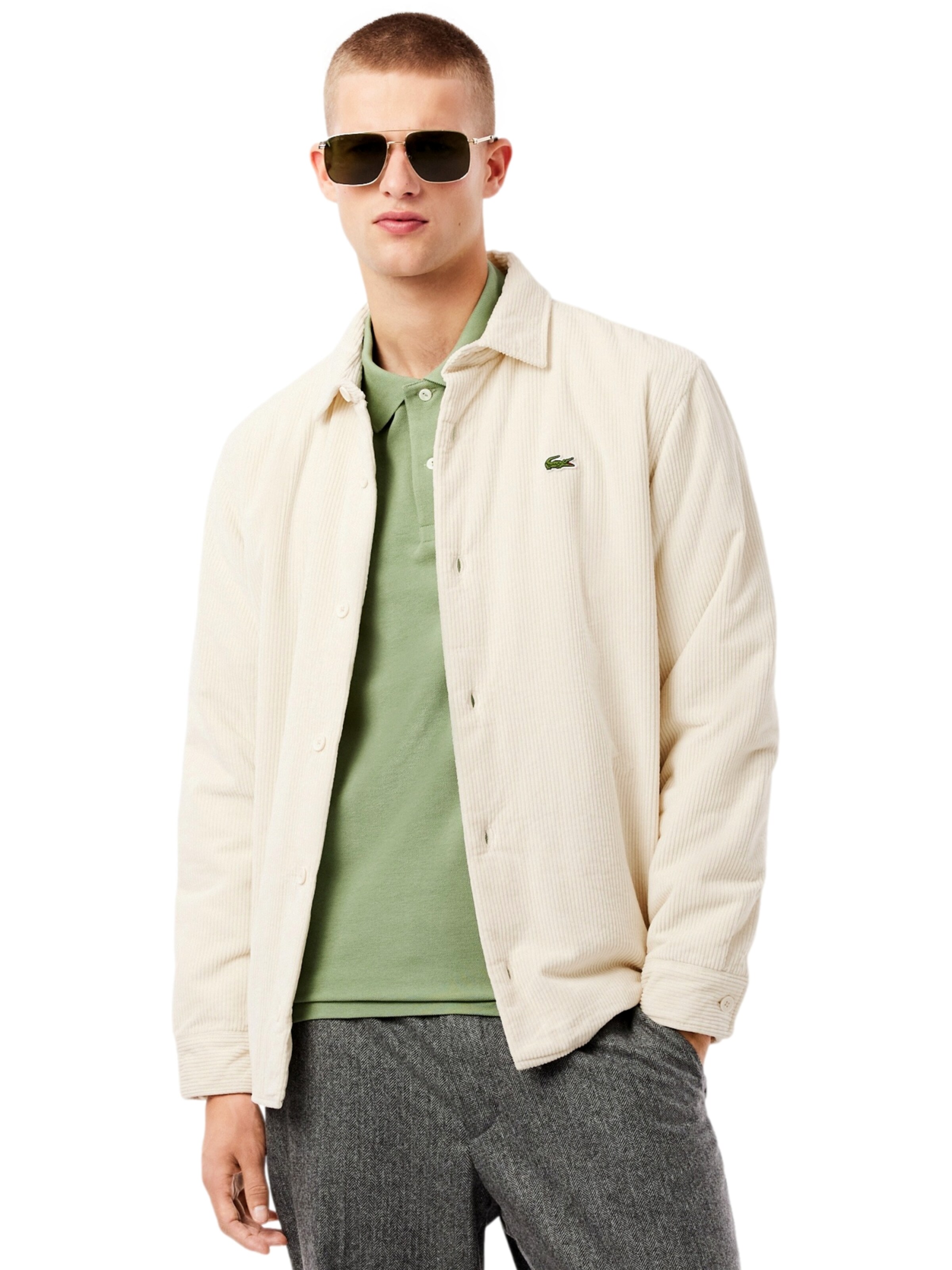LACOSTE Regular fit Overhemd in Beige: voorkant