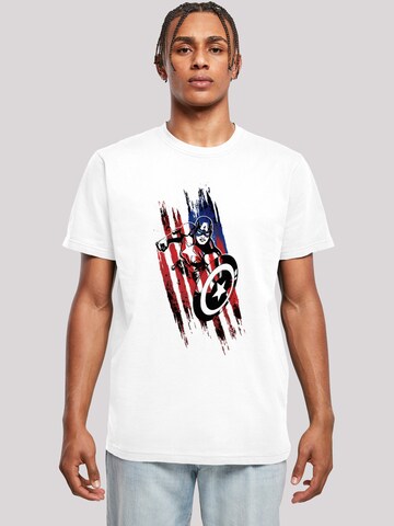 F4NT4STIC Shirt 'Marvel Avengers Captain America Streaks' in Wit: voorkant