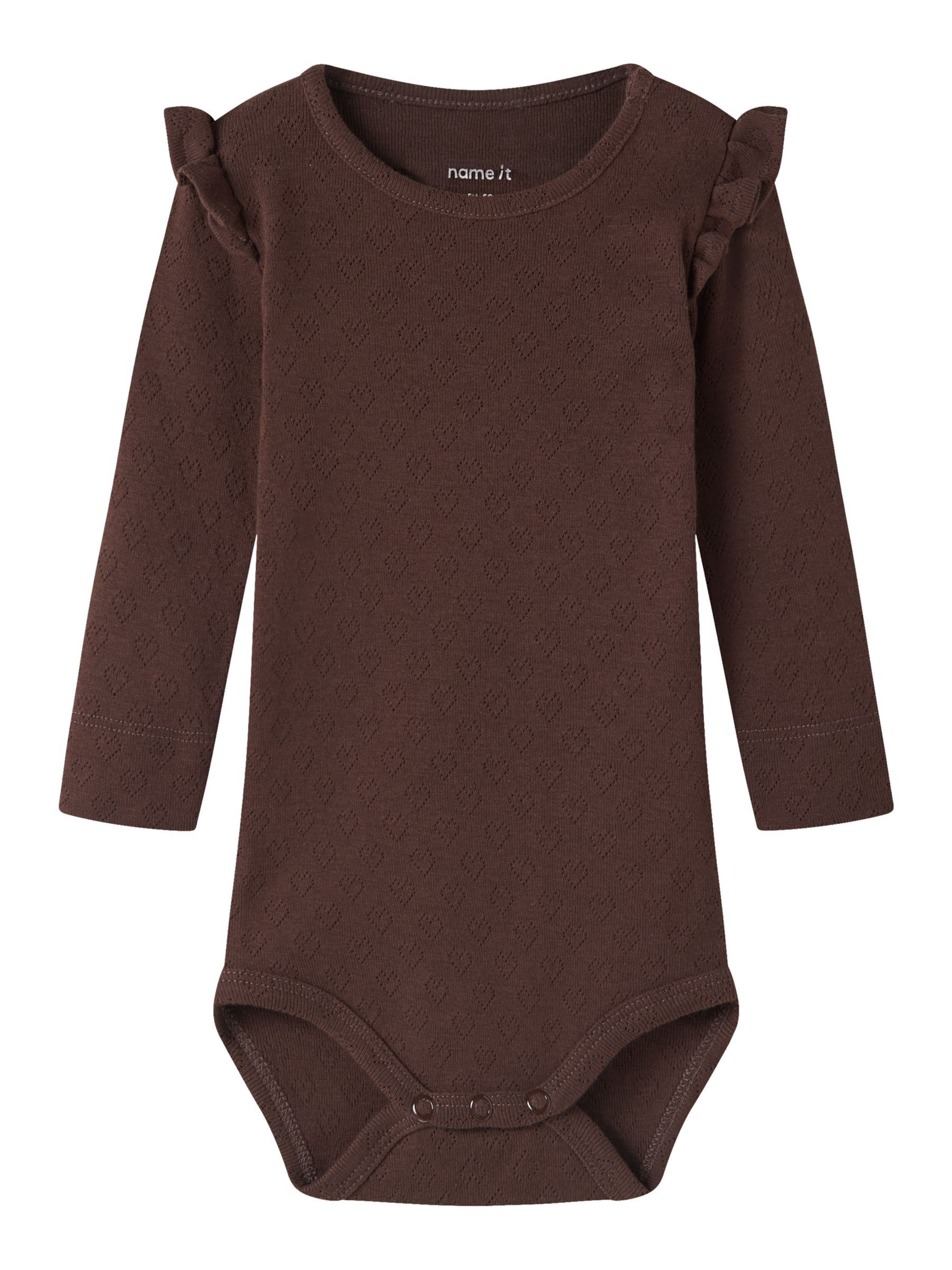 NAME IT - Pijama entero/body en marrón: frente