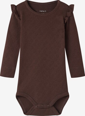 NAME IT - Pijama entero/body en marrón: frente