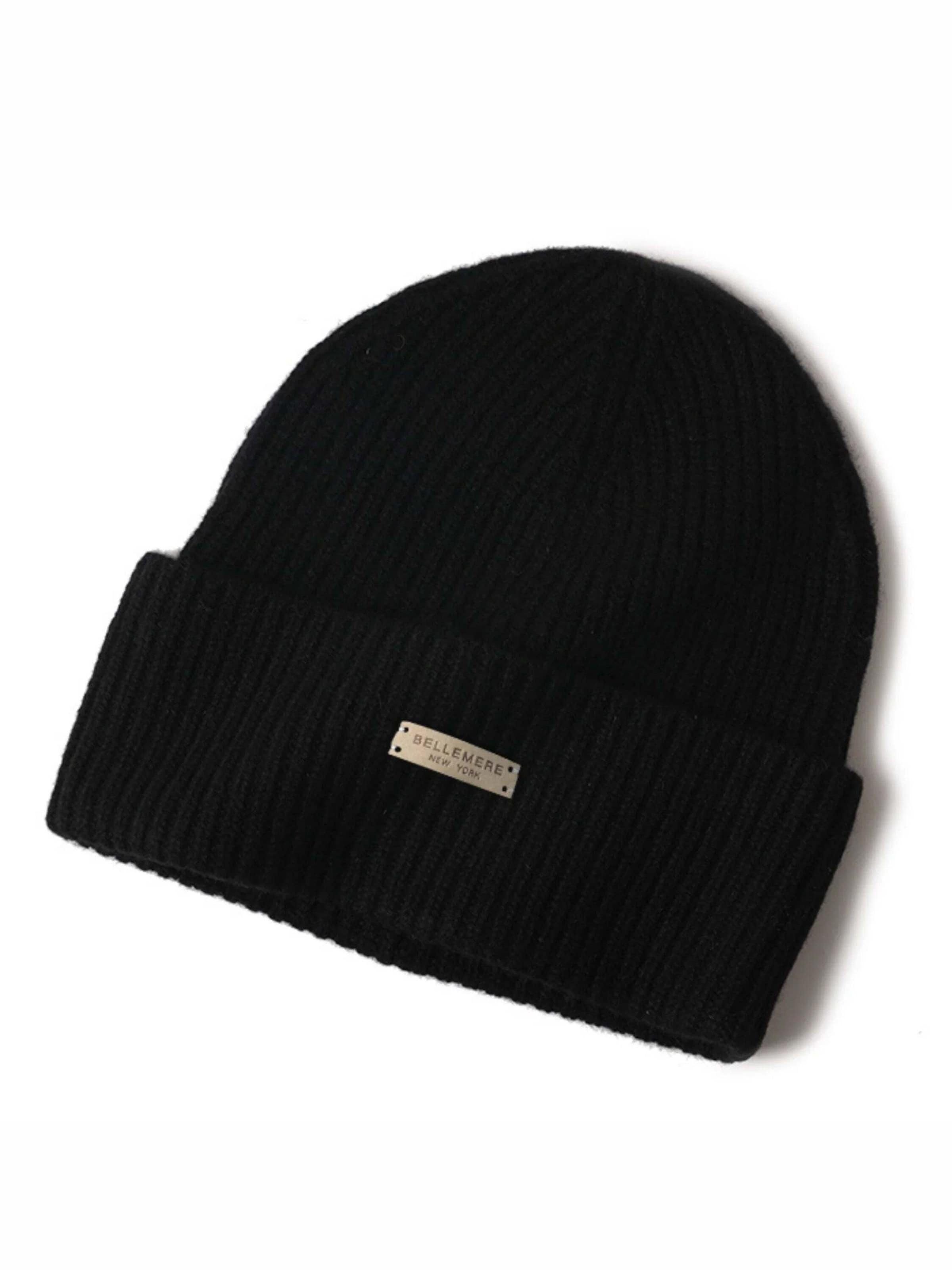 BELLEMERE NEW YORK Beanie 'Umgeschlagene Kaschmirmütze' in Black
