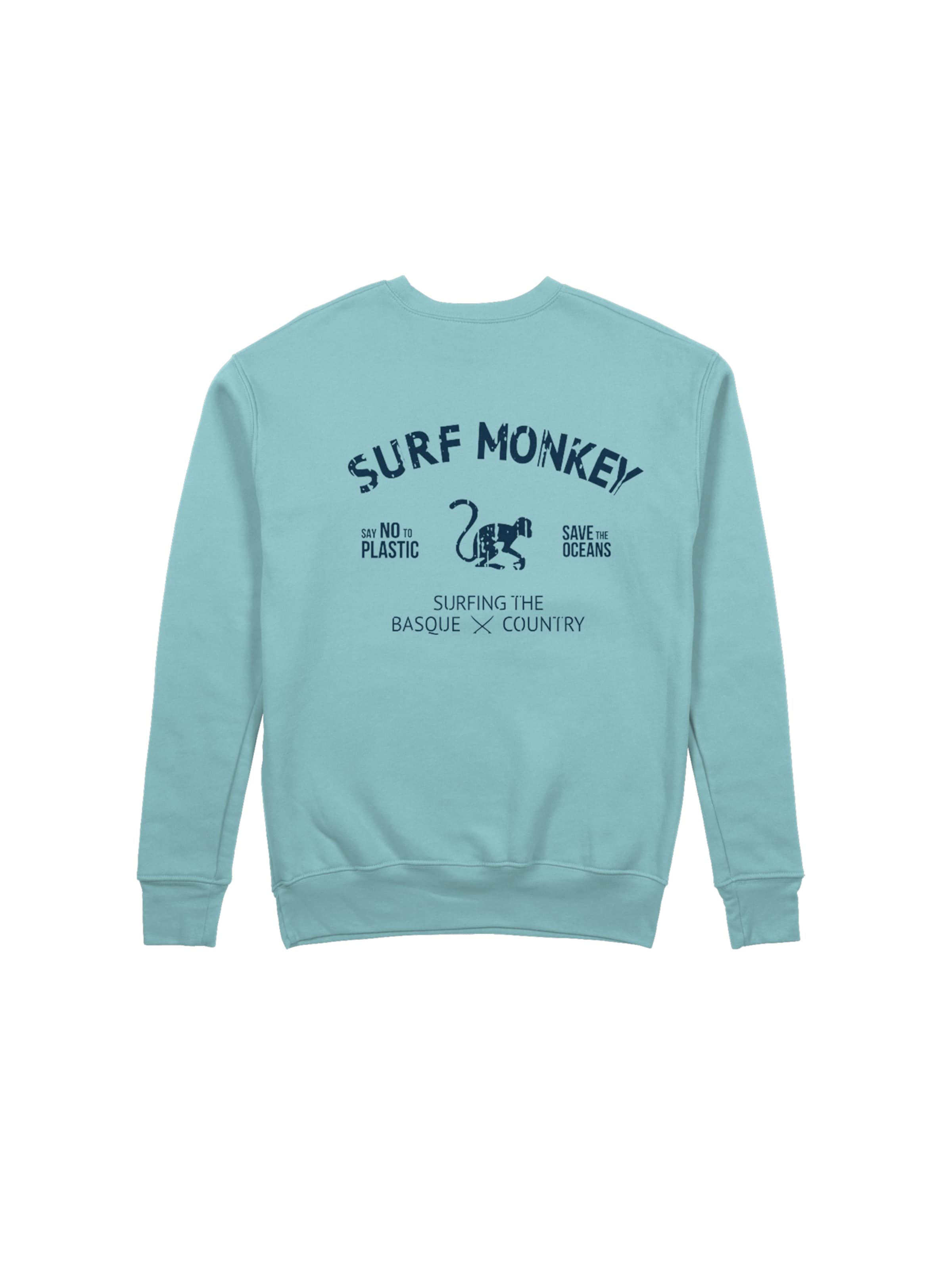 Sweat-shirt 'Rette das Ozean' Surf Monkey en bleu : devant