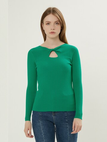 zaļš Influencer Džemperis: no priekšpuses
