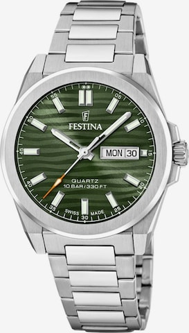 FESTINA Zegarek analogowy 'Date watch Classics Swiss Made' w kolorze zielony: przód