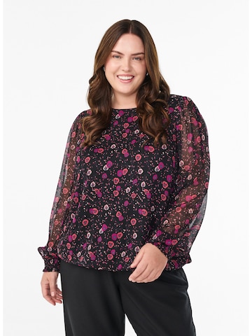 Zizzi Bluza 'Paula' | črna barva: sprednja stran