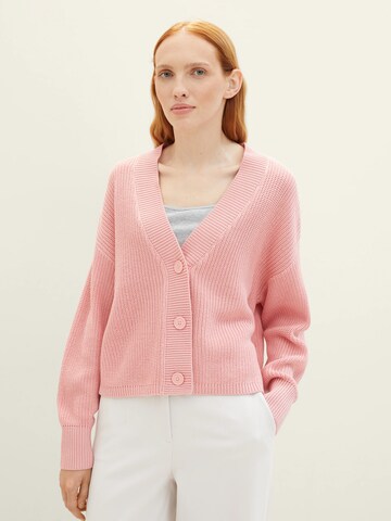 TOM TAILOR DENIM Gebreid vest in Roze: voorkant