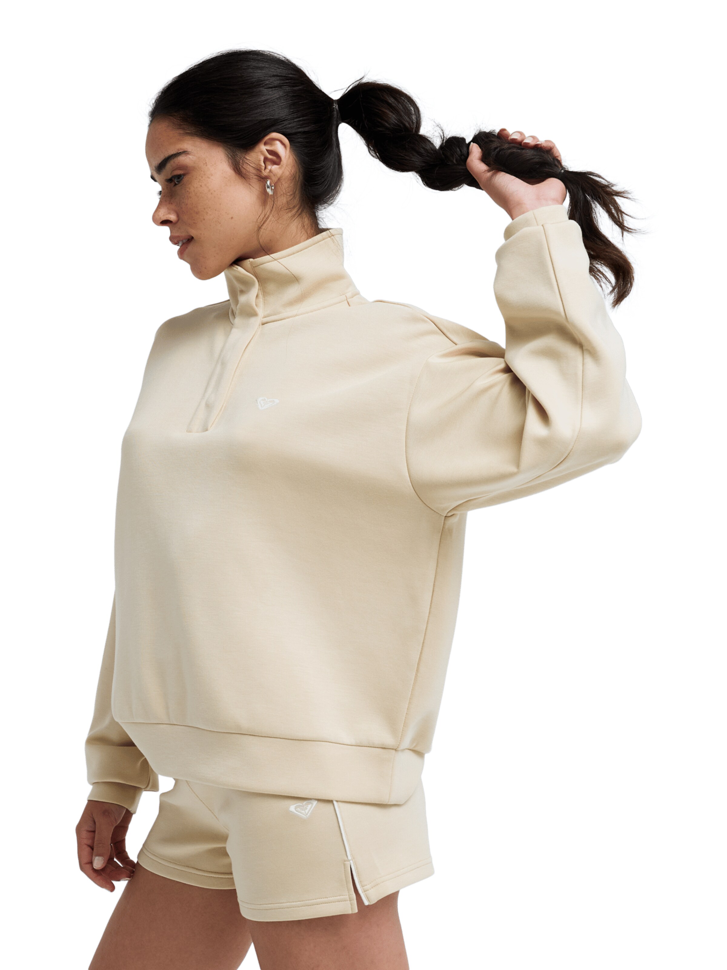 ROXY Sweatshirt 'Rise & Vibe Sweet' in Beige